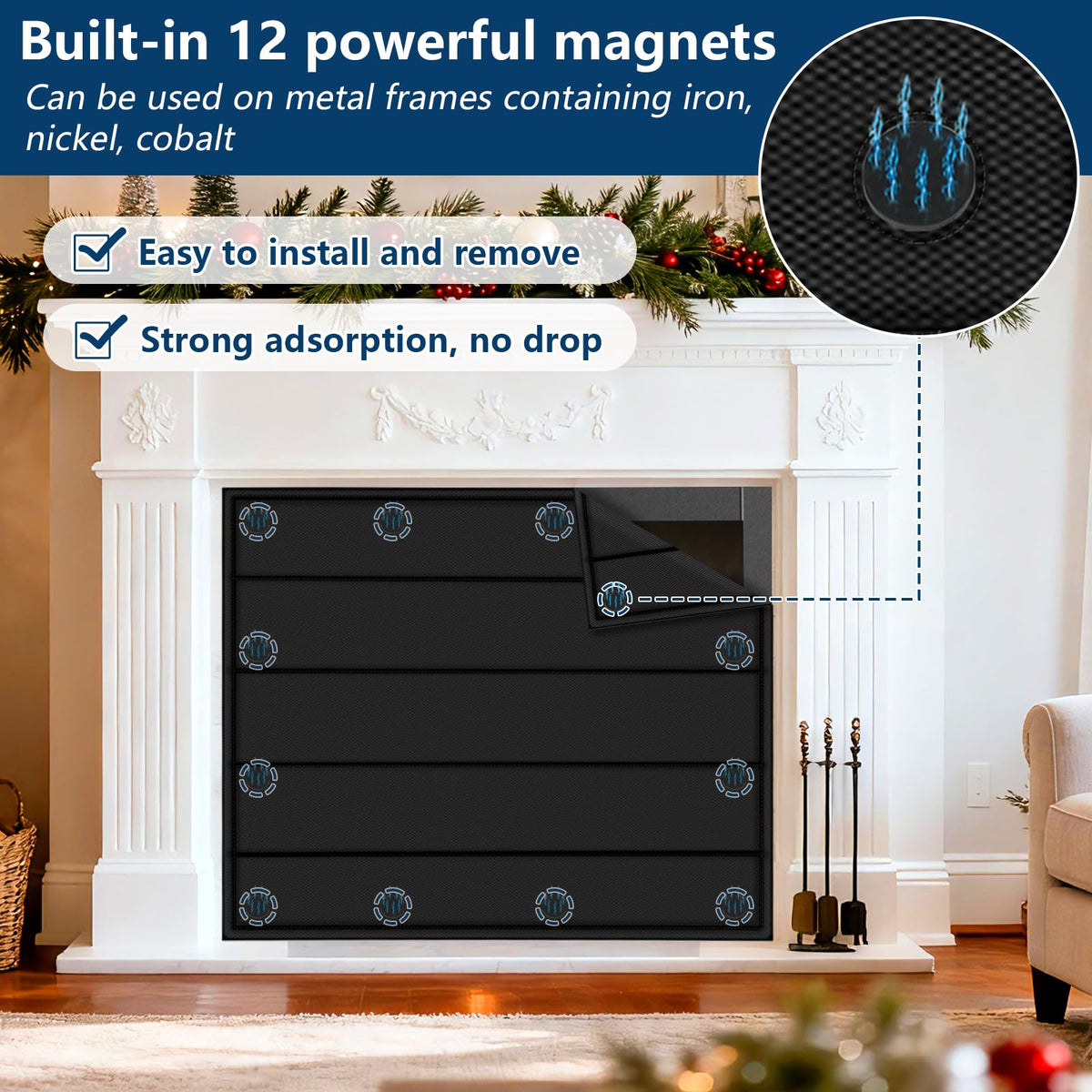 Magnetic Fireplace Cover 39"x32" Draft Stopper I8100