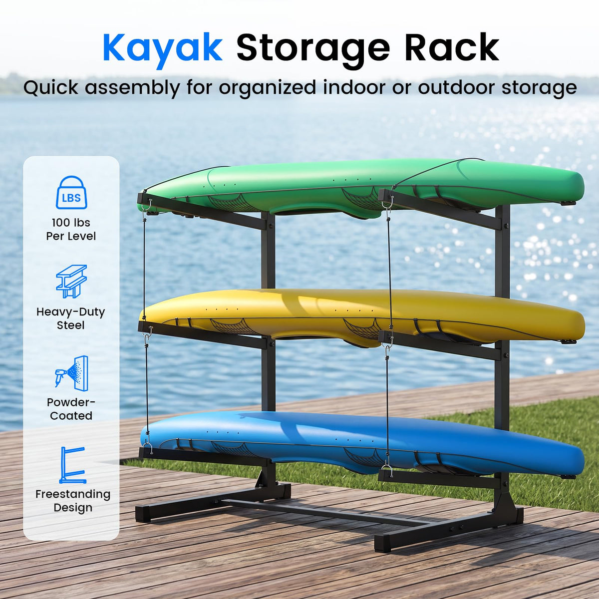 Kayak Storage Rack, Freestanding Steel Stand B327636