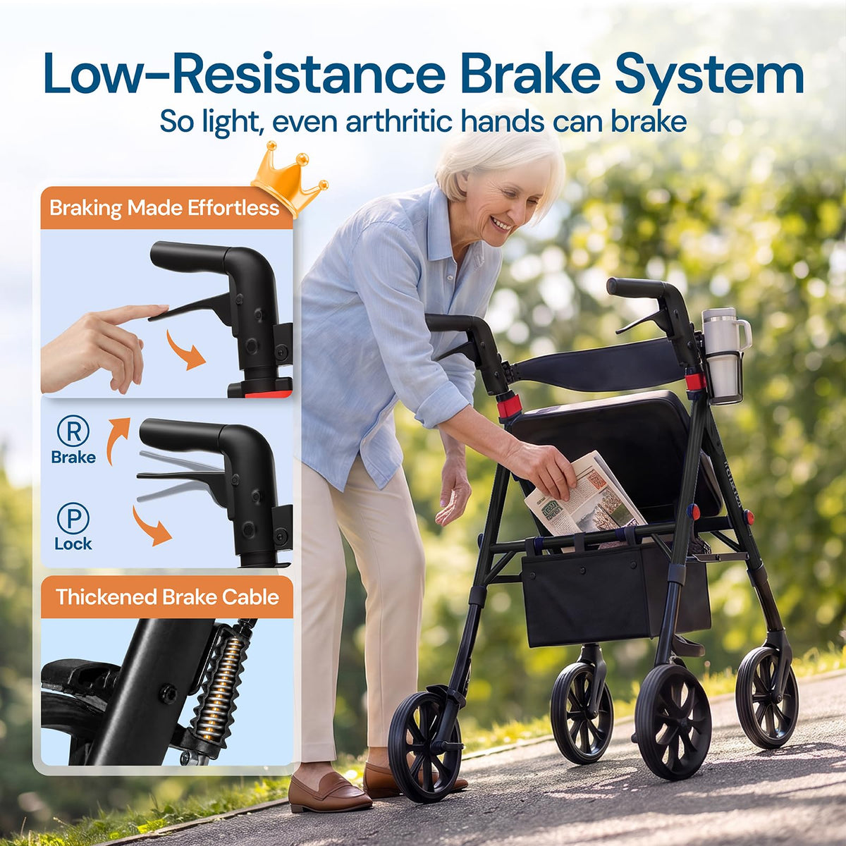 Bariatric Rollator Walker with Seat 500 lb Capacity X667465