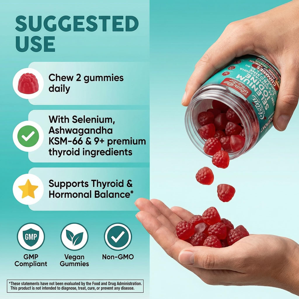 Thyroid Support Gummies Selenium Iodine Ashwagandha Turmeric Blueberry R46468