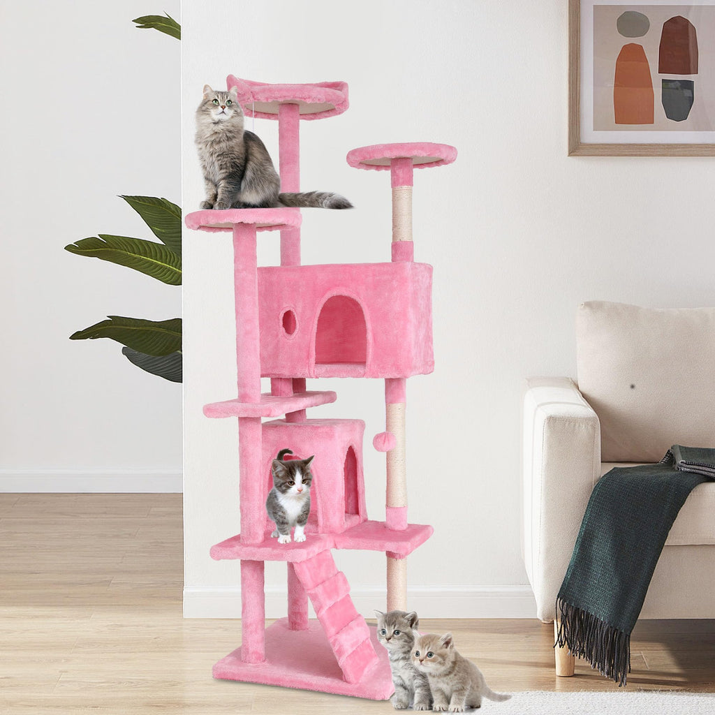 70-inch Pink Multi-Level Cat Tower & Cat Condo with Scratching Post W903