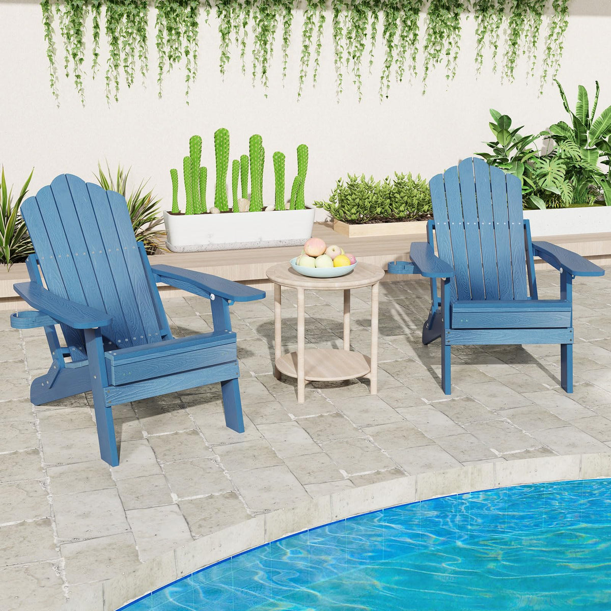 Folding Adirondack Chair with Adjustable Backrest and Ottoman S986785