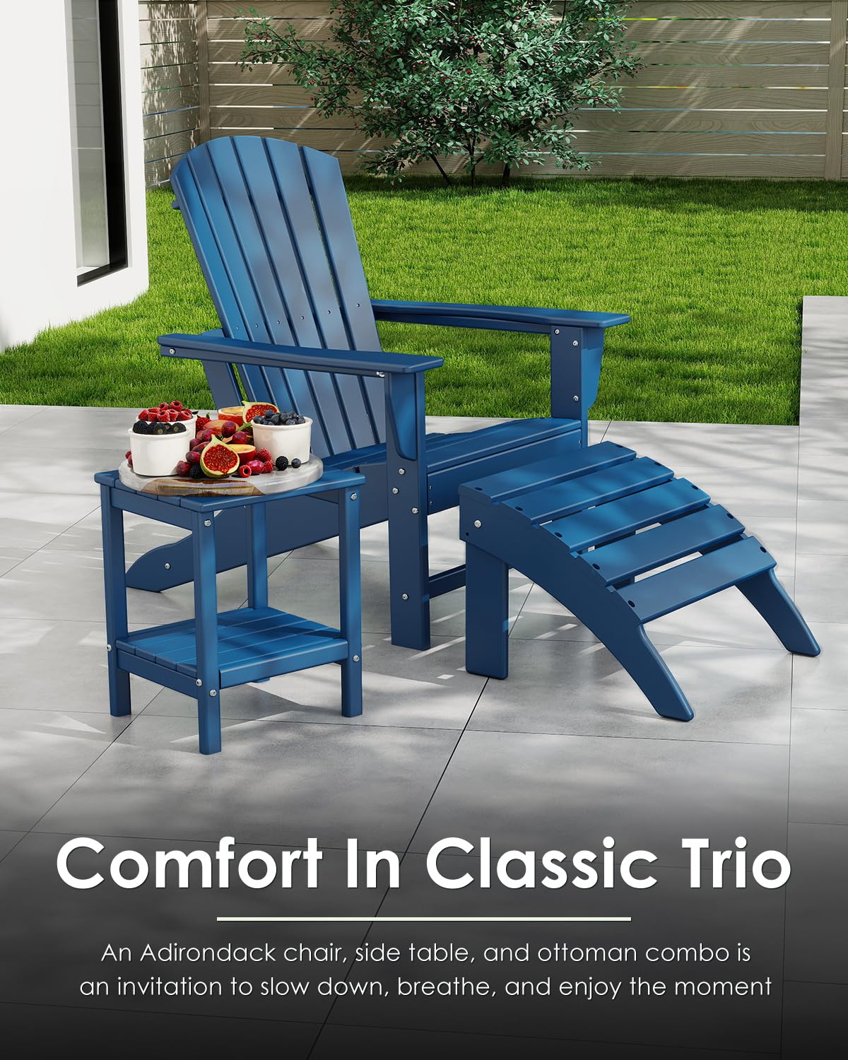 Oversized Adirondack Chairs Set of 2 HDPE All Weather Blue Q967141