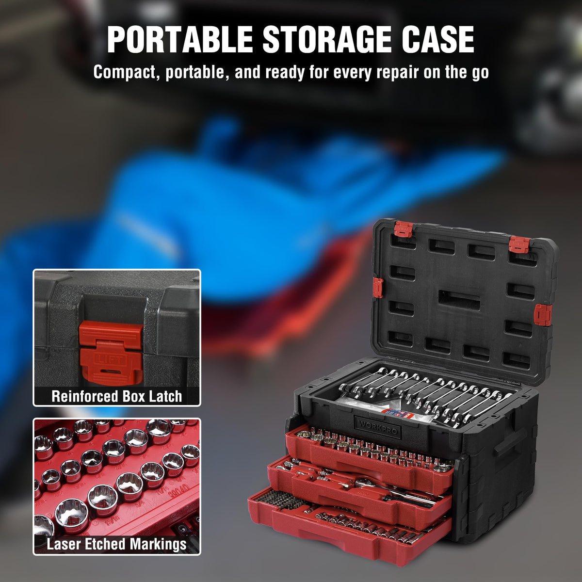 450-Piece Drive Socket Set 1/2" 1/4" 3/8" CR-V Metric and Imperial with Quick-Release Ratchet Wrench R551