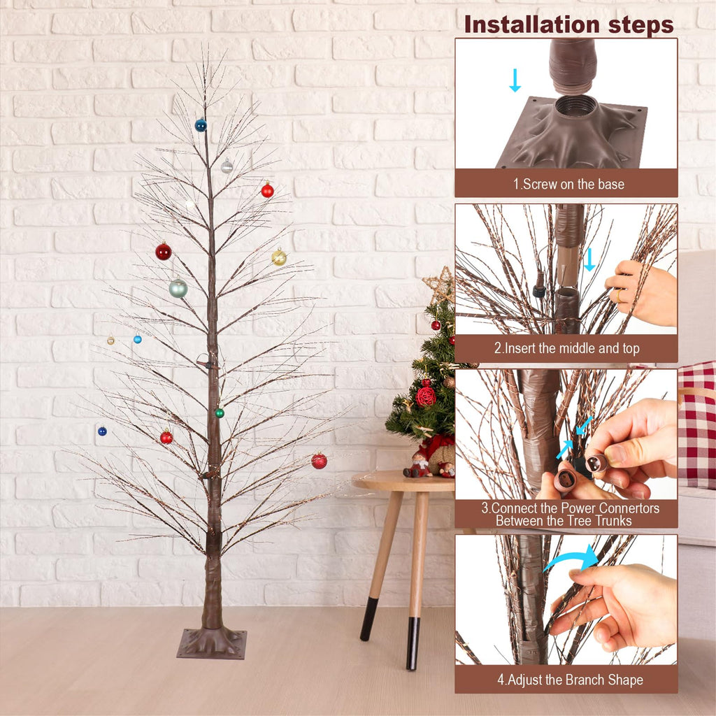 6FT Lighted Birch Tree with 1300 LED Lights T3468