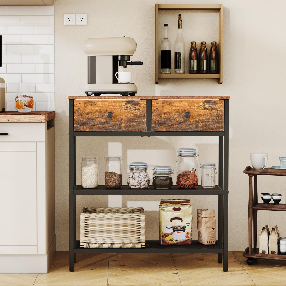 29.5" Narrow Console Table with 2 Fabric Drawers Y396120