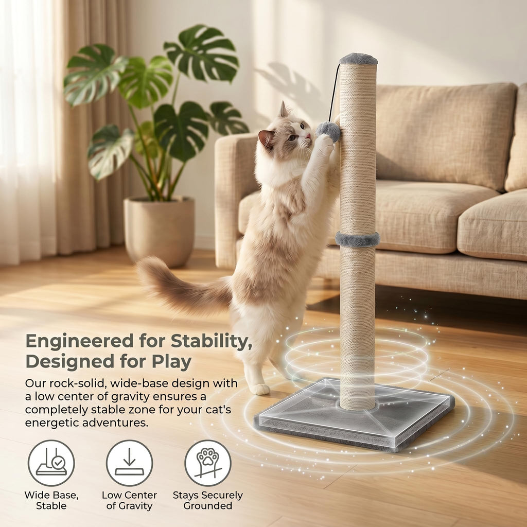 Tall Cat Scratching Post with Sisal Rope, Grey E86450