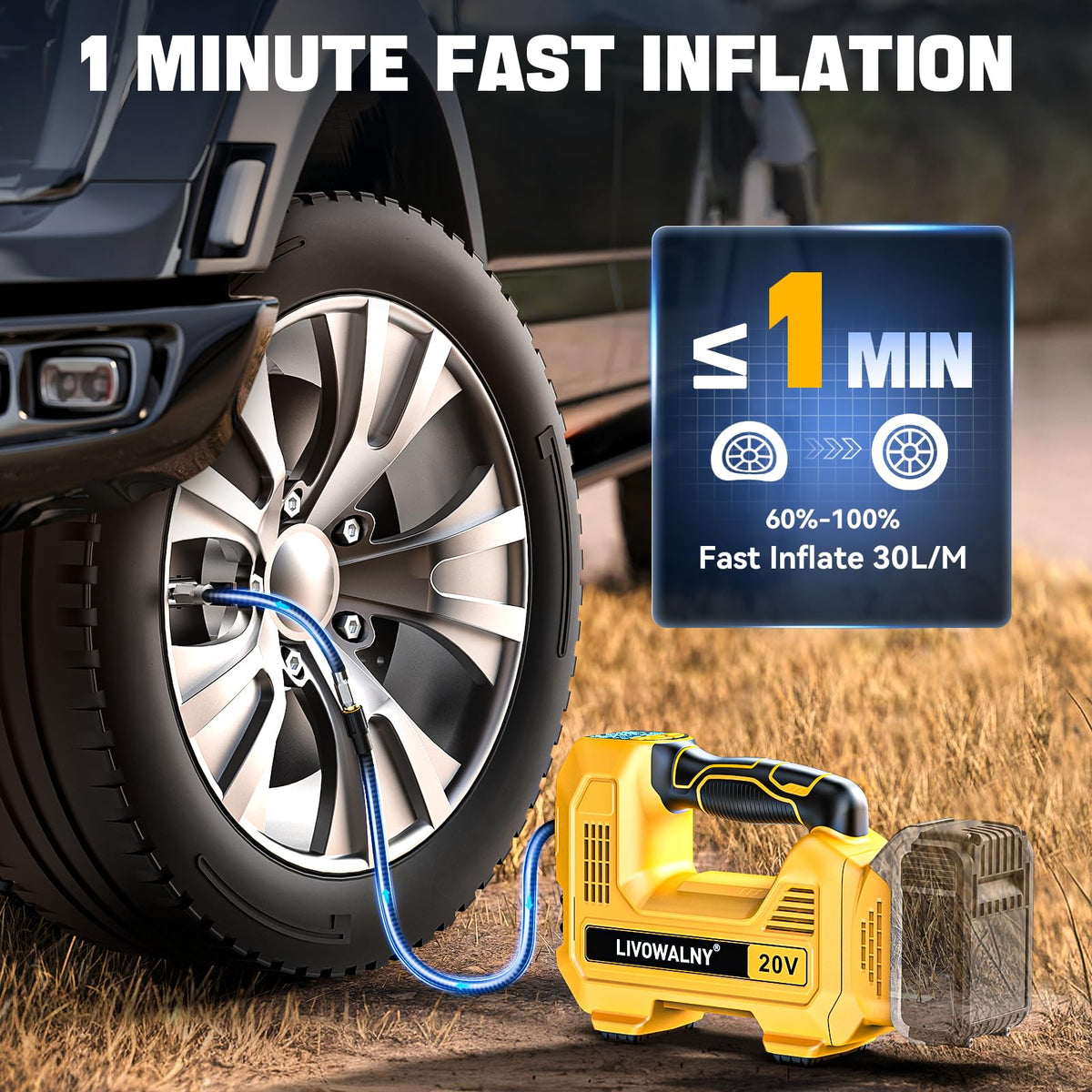 160PSI Cordless Tire Inflator Air Compressor Portable Handheld Air Pump with Digital Pressure Gauge F86464