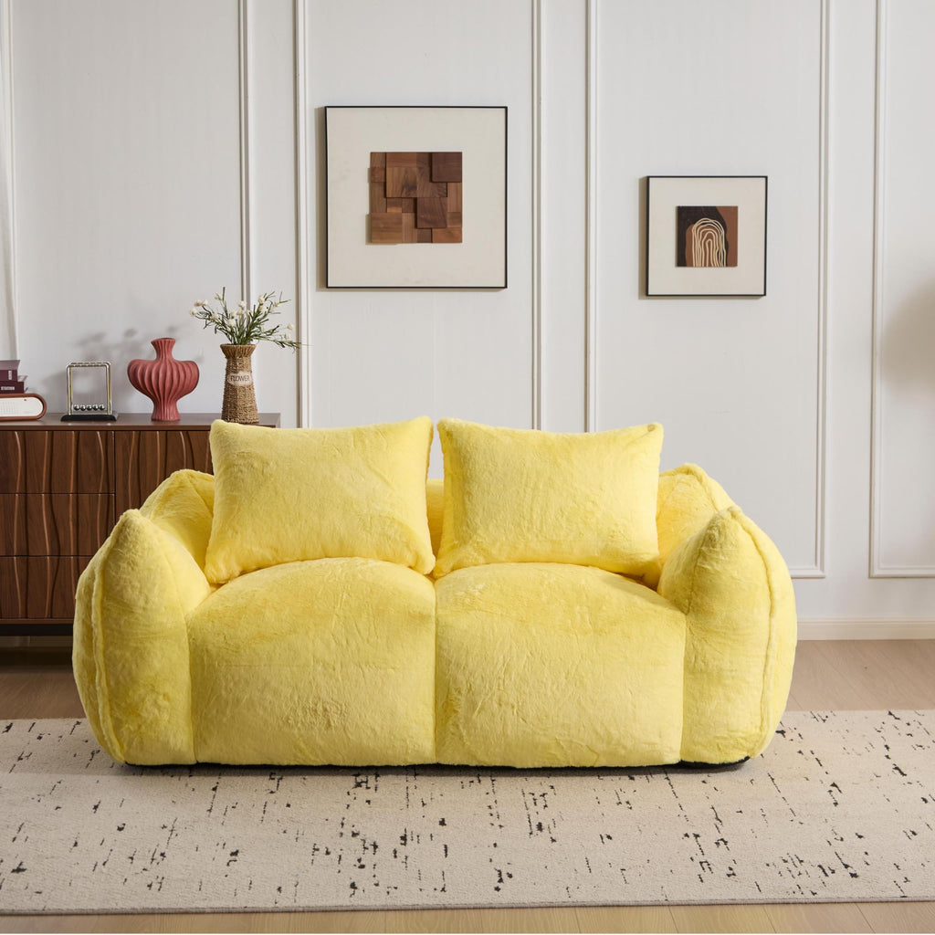 Oversized Ultra Soft Fluffy Faux Fur Bean Bag Chair with Pillows S38799