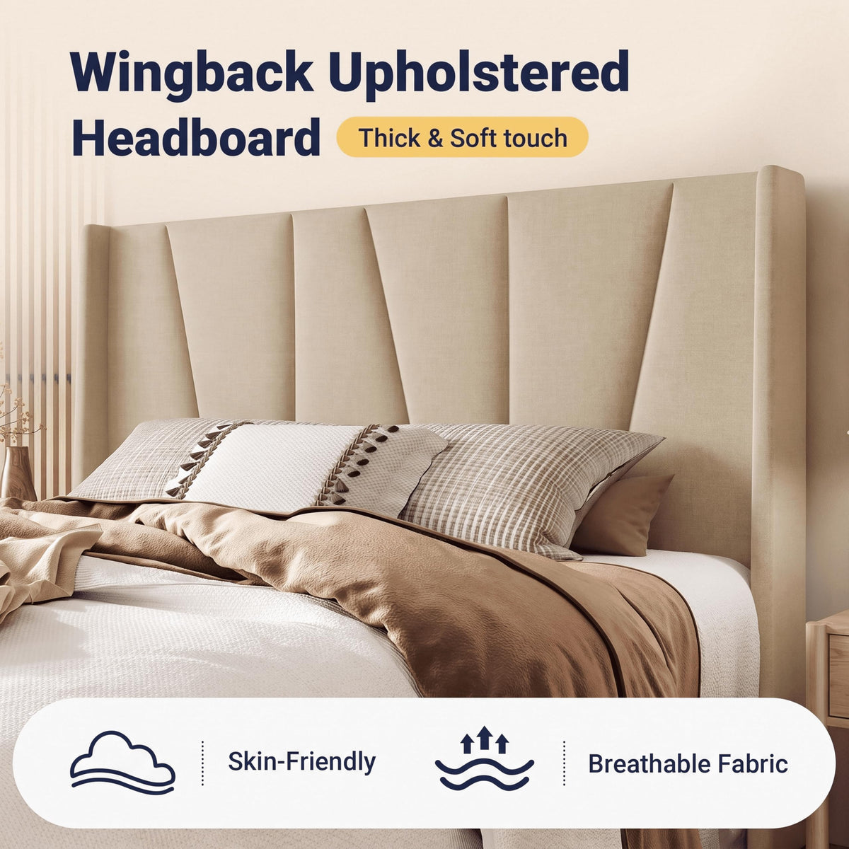 Queen Size Linen Bed Frame with Headboard Y127