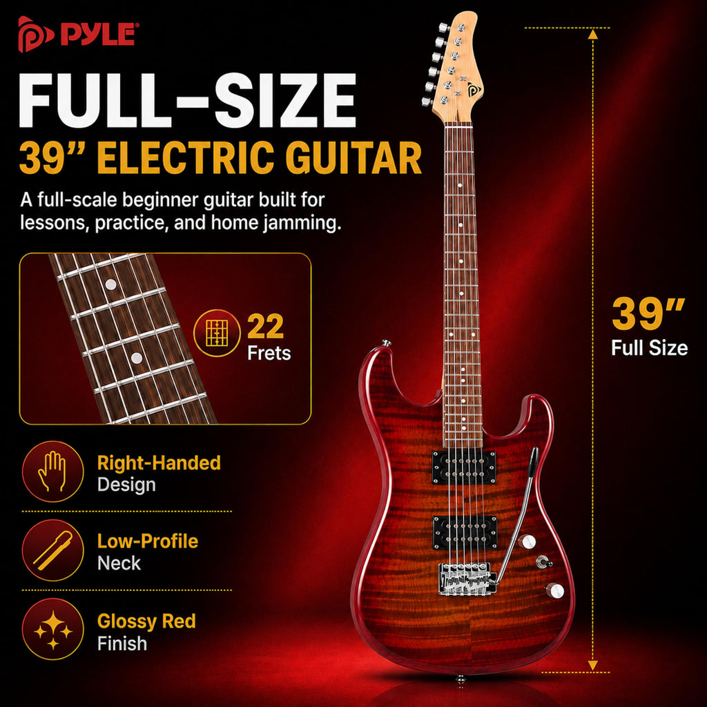 Red Full Size Electric Guitar Kit with Amp H89919