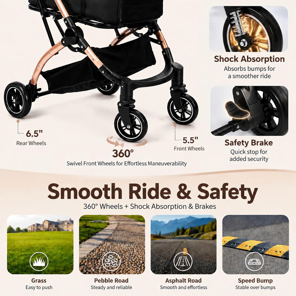 Black 3-in-1 Pet Stroller with Removable Carrier D807738