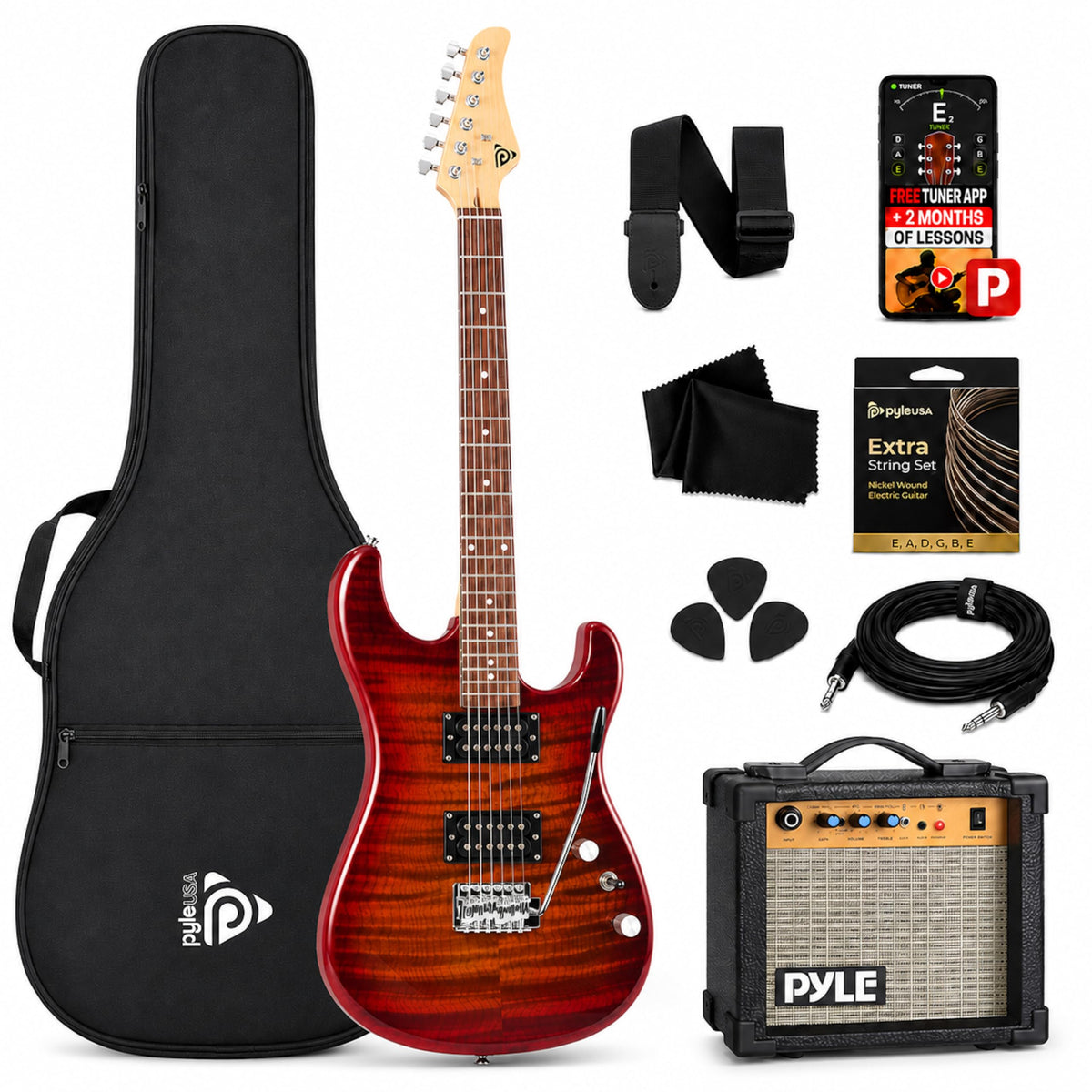 Red Full Size Electric Guitar Kit with Amp H89919