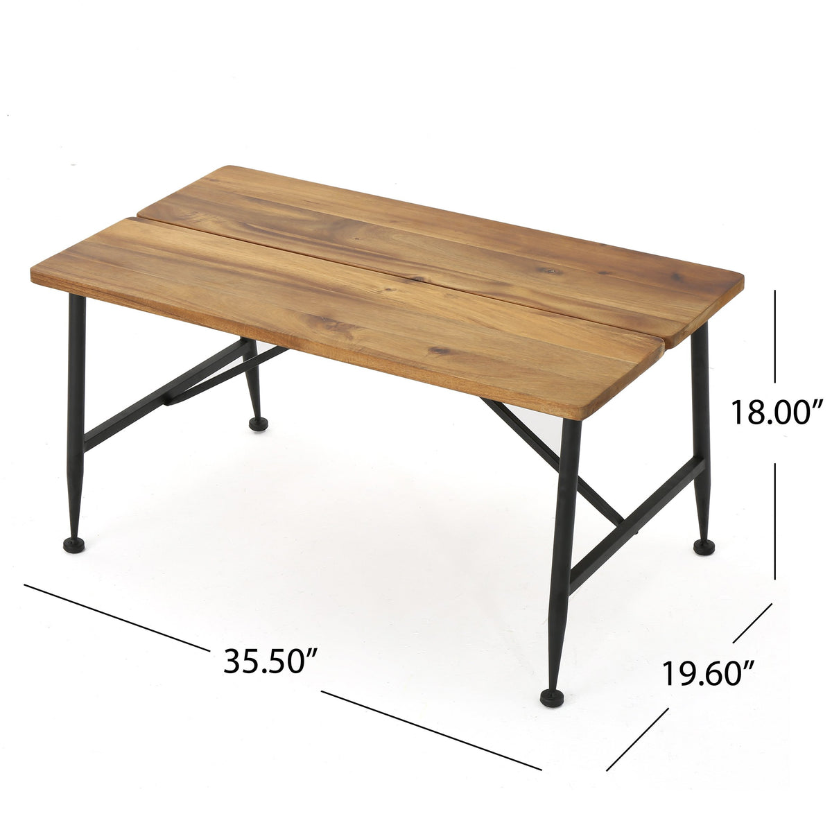 Acacia Wood Coffee Table with Iron Accents N735122
