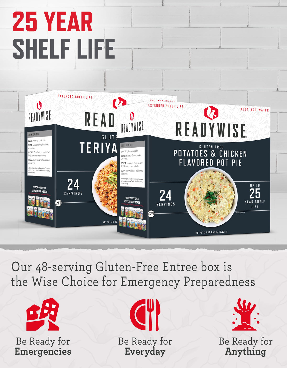 48 Servings Gluten Free Freeze Dried Entrées G658483