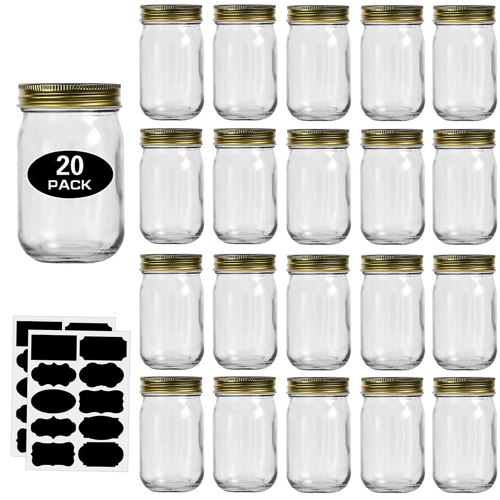 12oz Glass Mason Jars with Lids 20 Pack Z79500