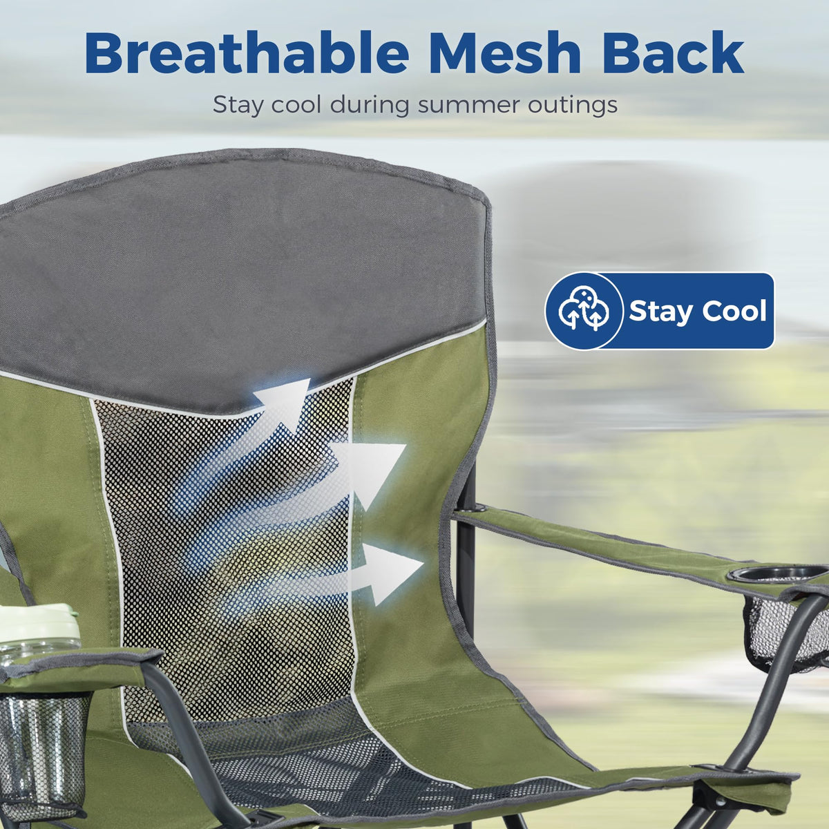 Oversized XL Camping Chair 2-Pack with Mesh Back, Green G5100