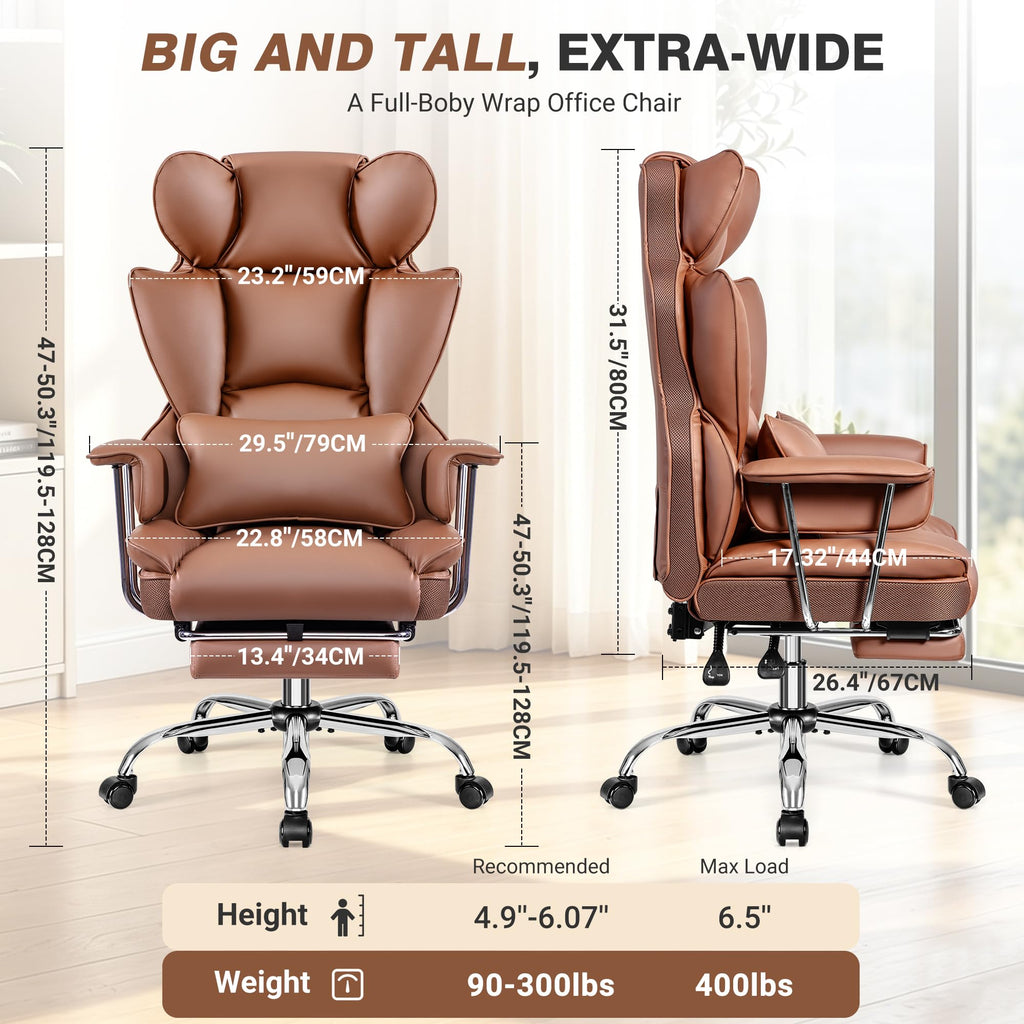 Big and Tall Leather Office Chair with Footrest T788