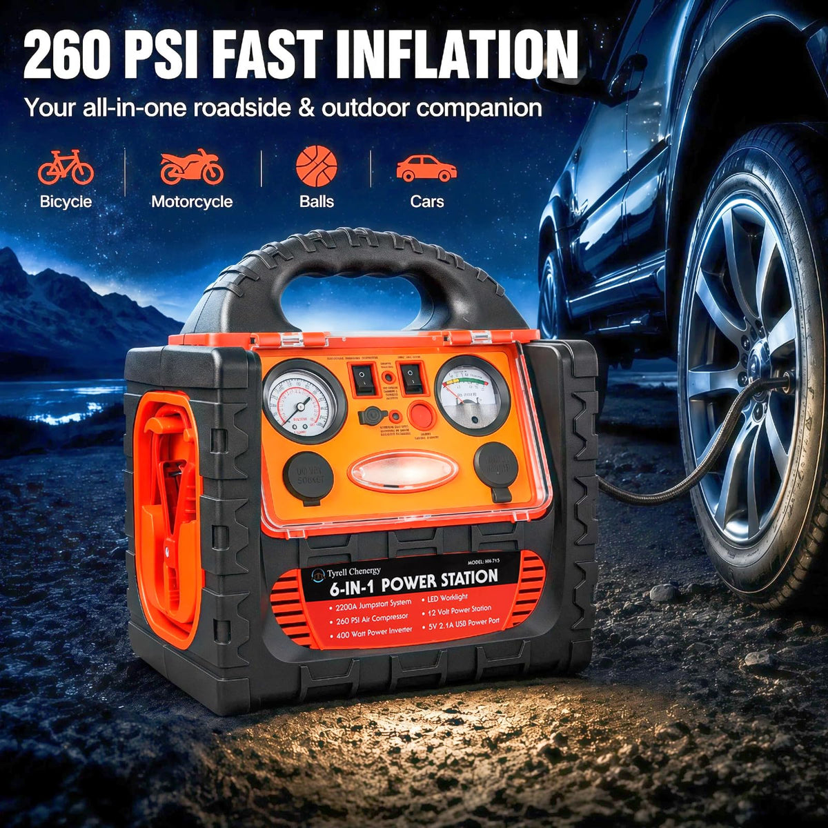 2200 Amp Car Jump Starter with Air Compressor M314