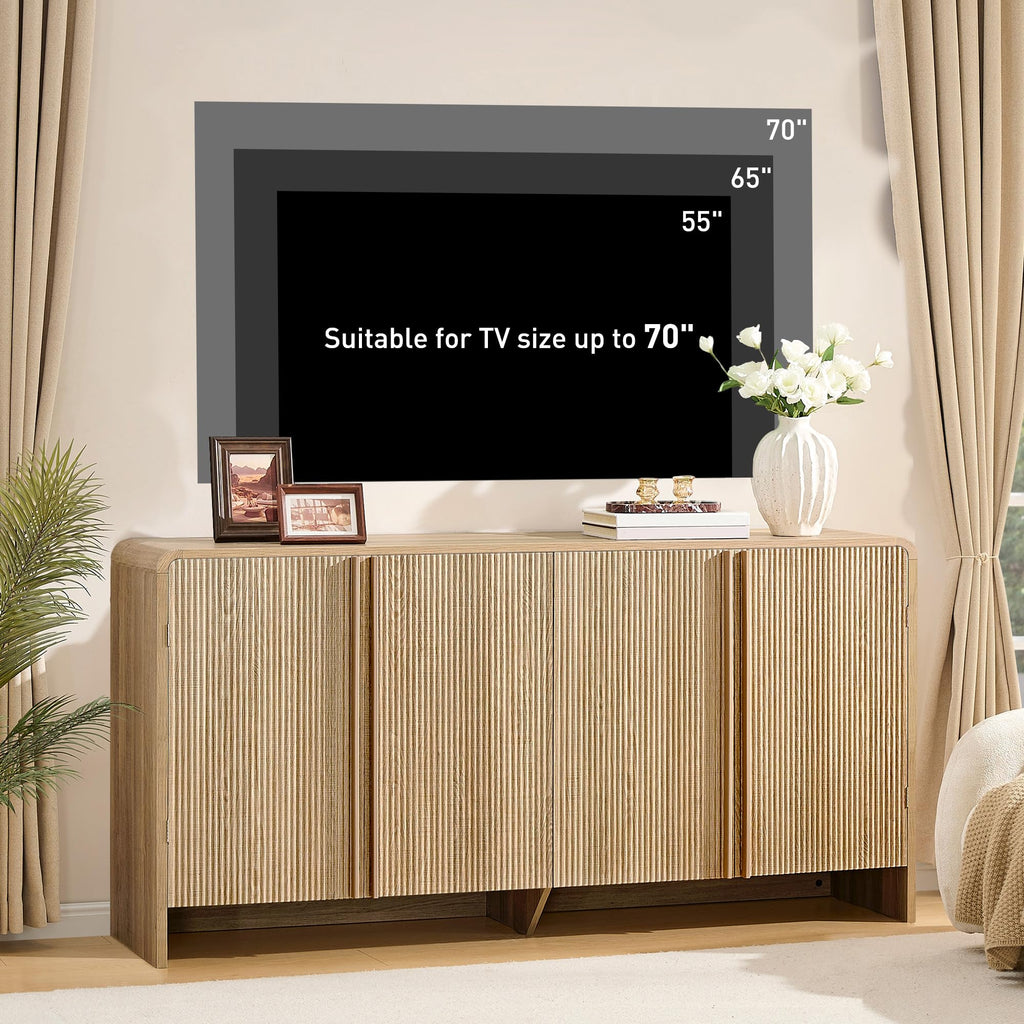 63" Modern Fluted TV Stand with Storage Y7585