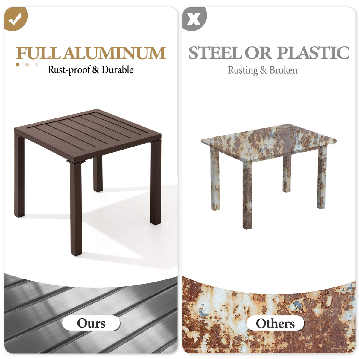 Aluminum Outdoor Side Table Set of 2 F4817