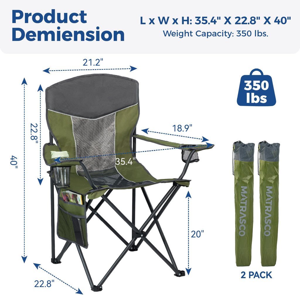 Oversized XL Camping Chair 2-Pack with Mesh Back, Green G5100
