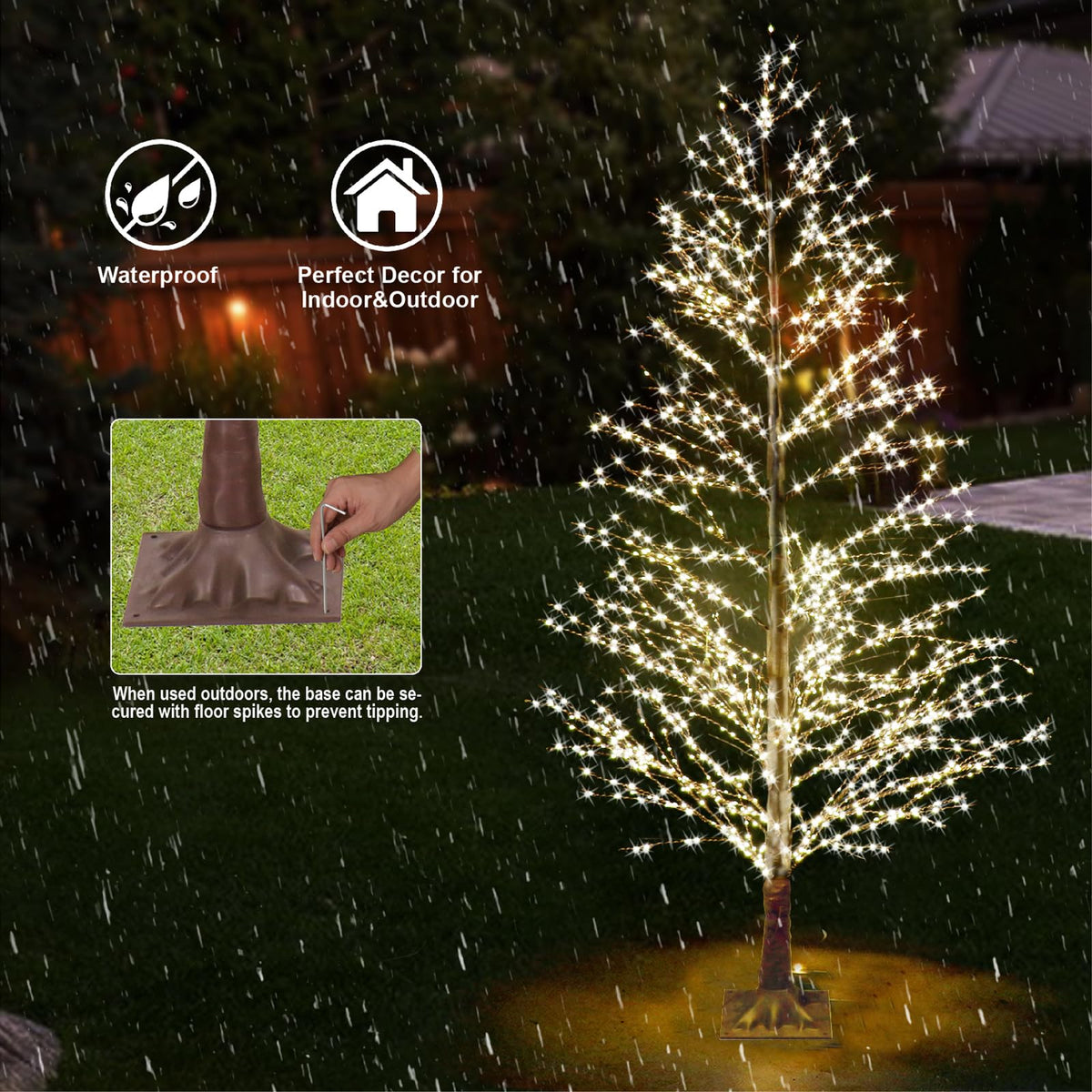 6FT Lighted Birch Tree with 1300 LED Lights T3468