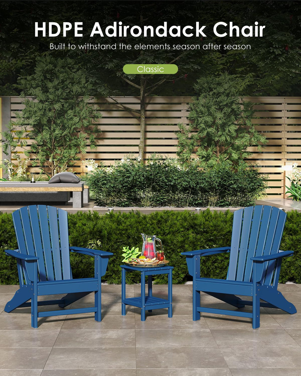 Oversized Adirondack Chairs Set of 2 HDPE All Weather Blue Q967141