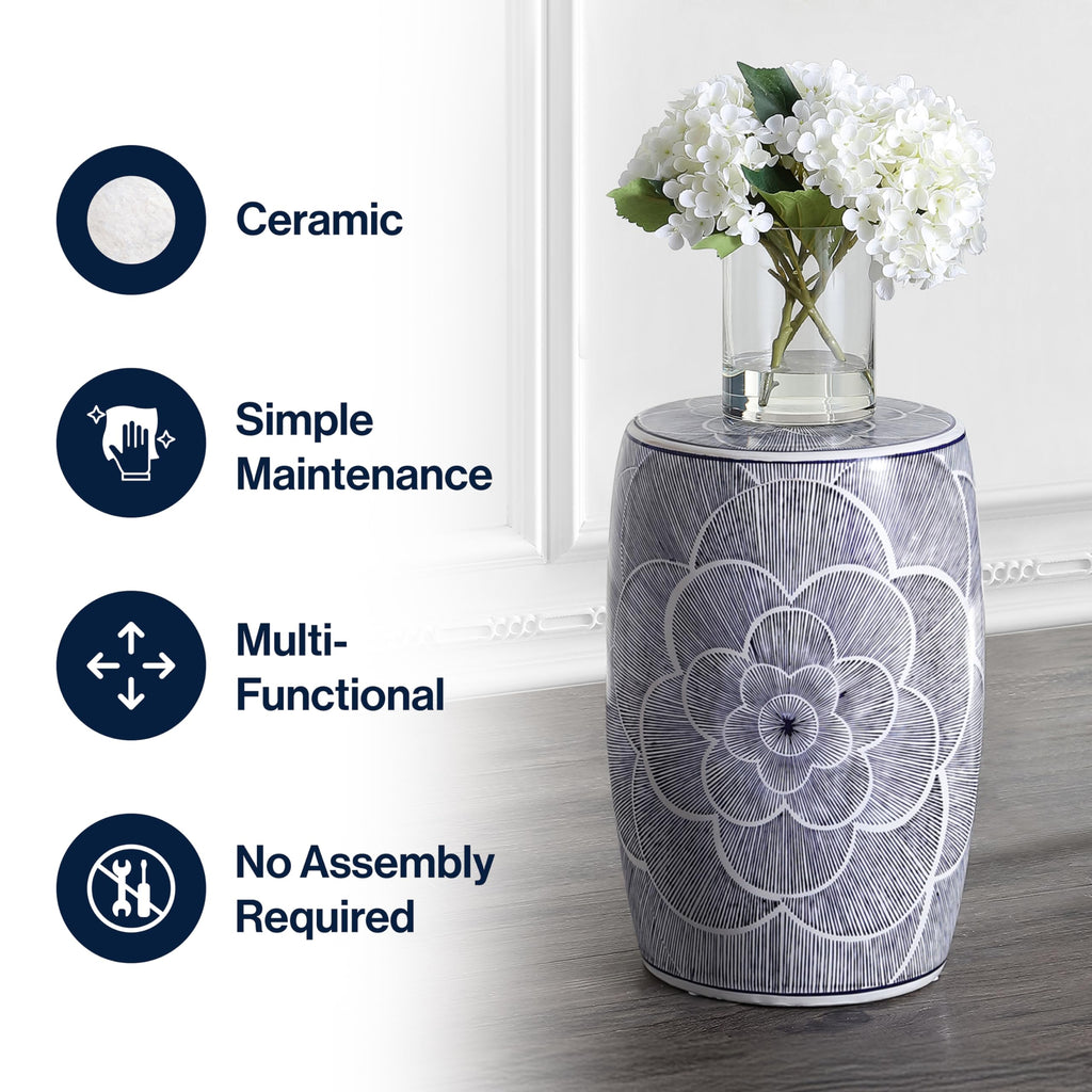 Ceramic Drum Garden Stool Side Table T778179