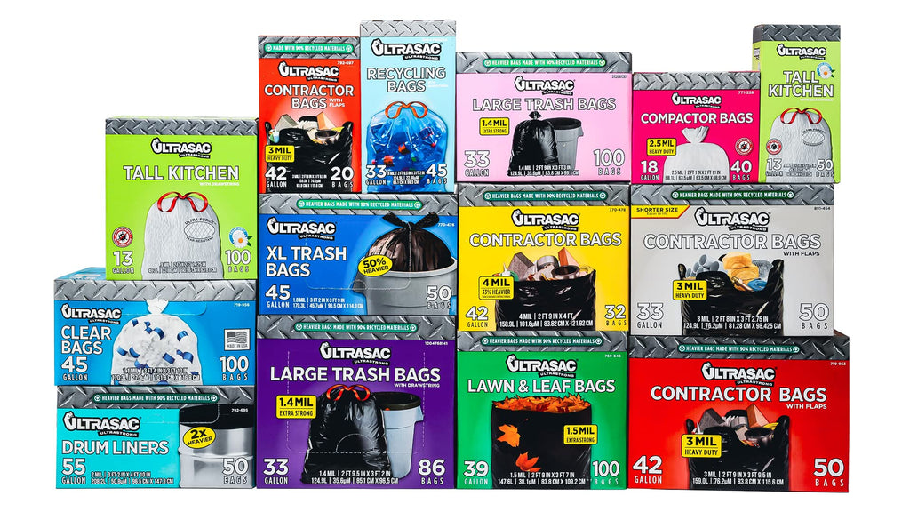 42 Gallons 4 Mil Heavy Duty Contractor Bags 32 Pack with Ties R990