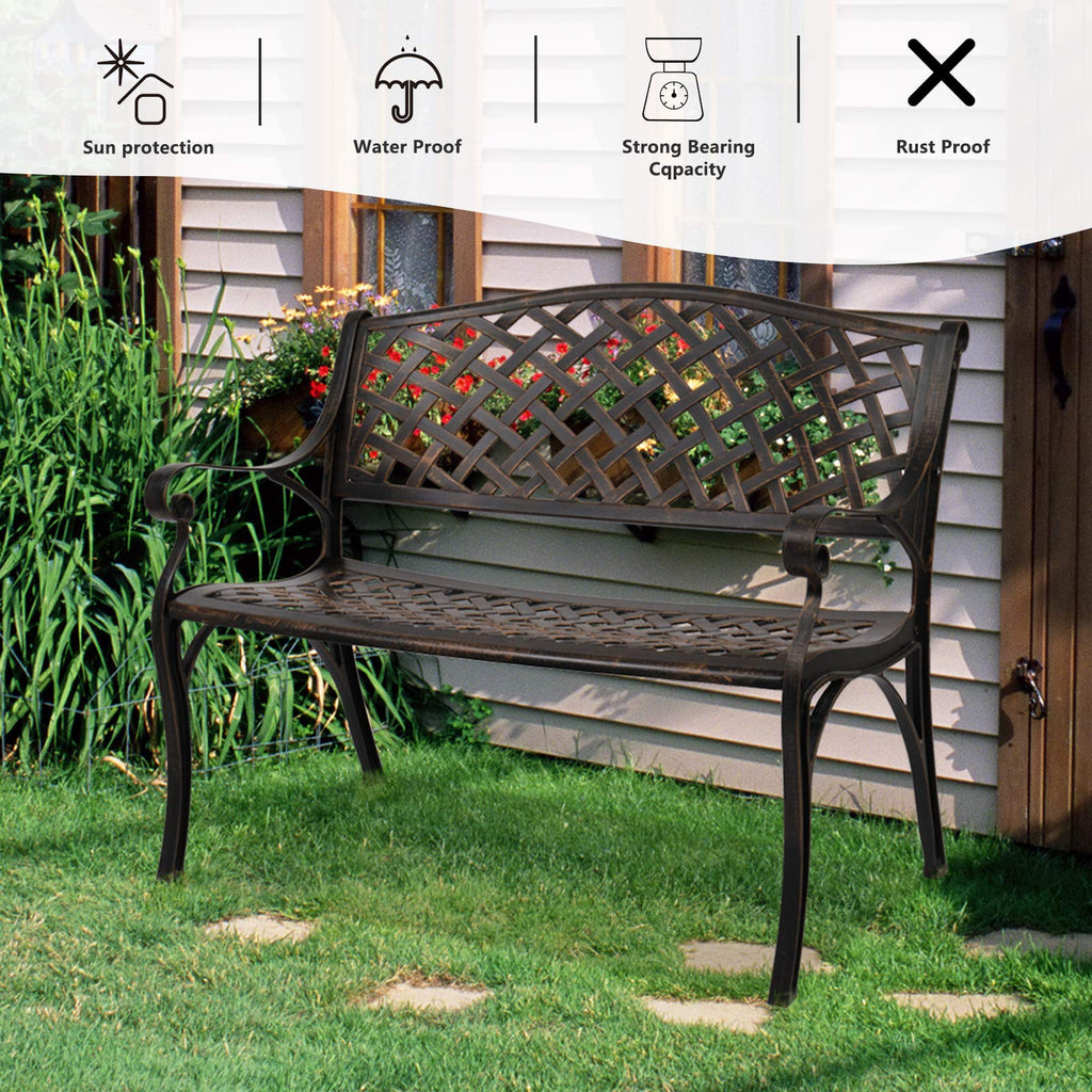 40.5" Anti-Rust Cast Aluminum Patio Garden Bench J341
