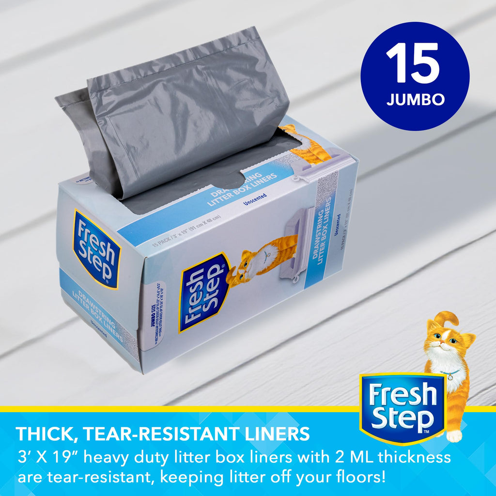 Unscented Drawstring Cat Litter Box Liners, 15 Ct D63232
