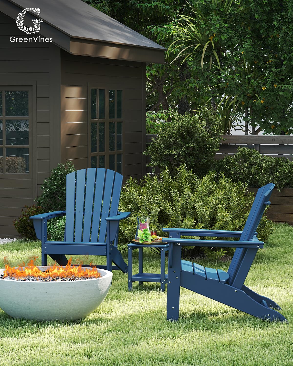 Oversized Adirondack Chairs Set of 2 HDPE All Weather Blue Q967141
