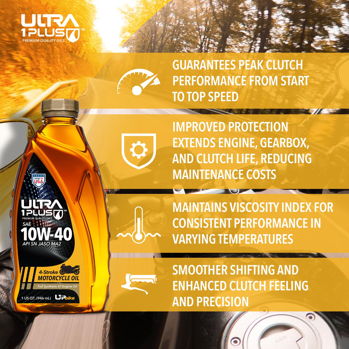 10W-40 Full Synthetic Motorcycle Oil 6 Quarts M7205