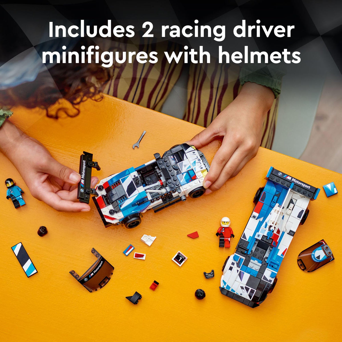 Buildable Race Car Toy Set with 2 Models and 2 Minifigures M151