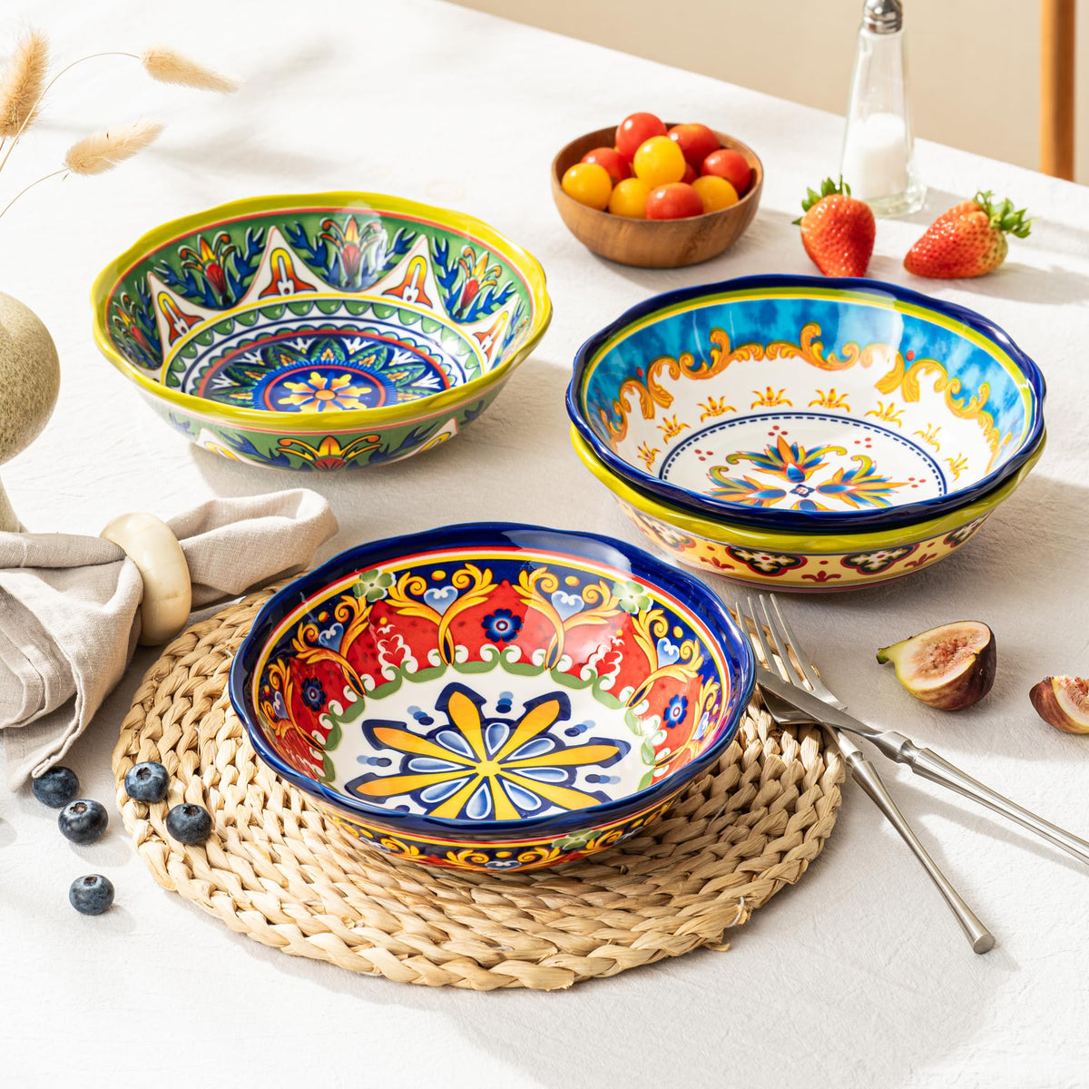 Ceramic Pasta Bowls Set, 27 oz Set of 4 A76937