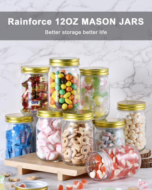 12oz Glass Mason Jars with Lids 20 Pack Z79500