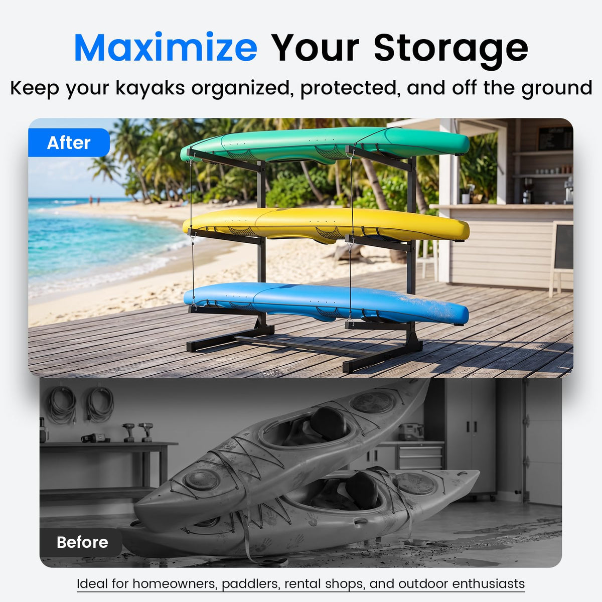 Kayak Storage Rack, Freestanding Steel Stand B327636