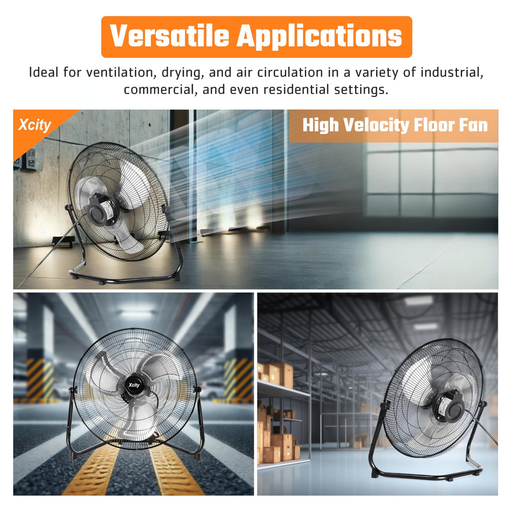 20 Inch 3-speed Metal Floor Fan W74915