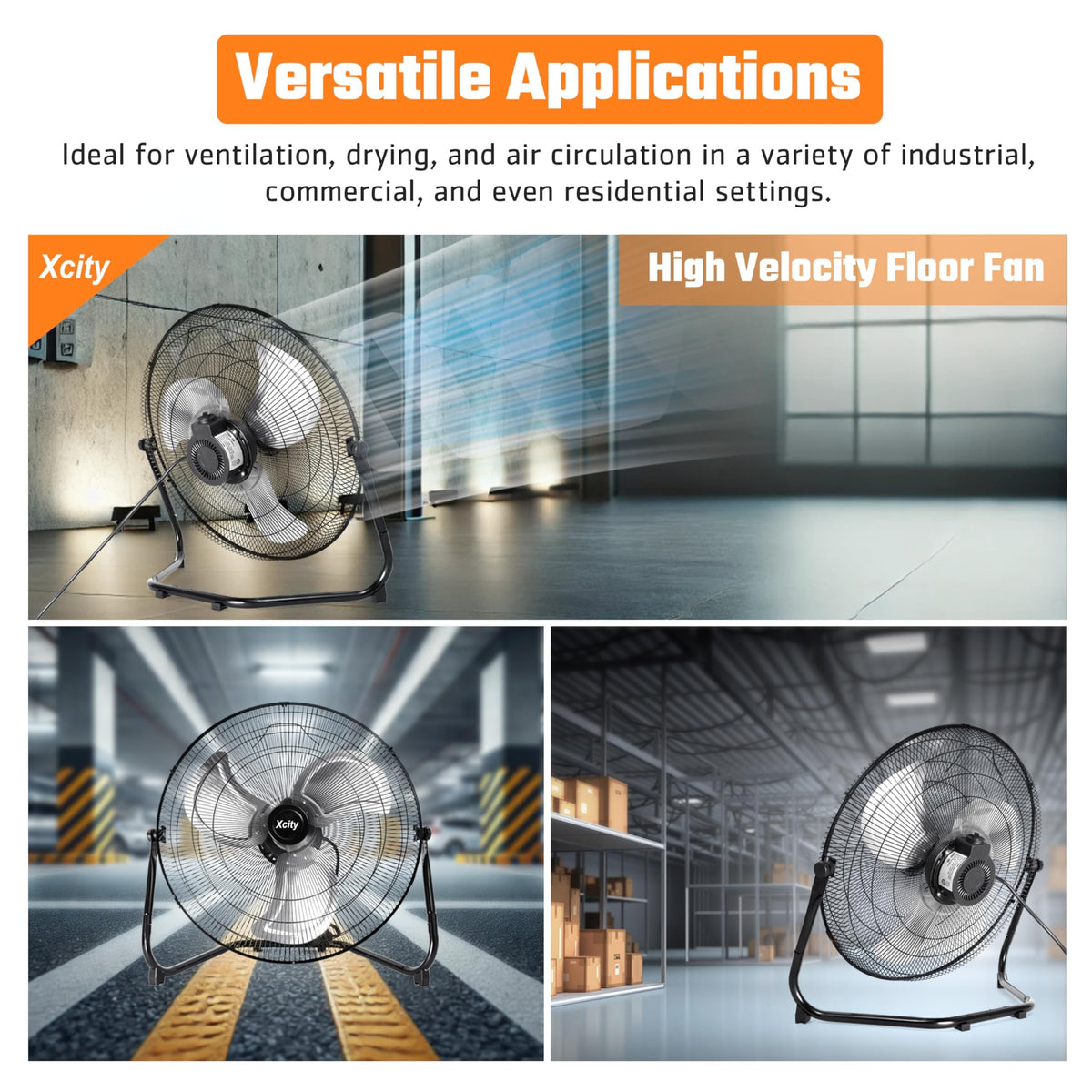 20 Inch 3-speed Metal Floor Fan W74915