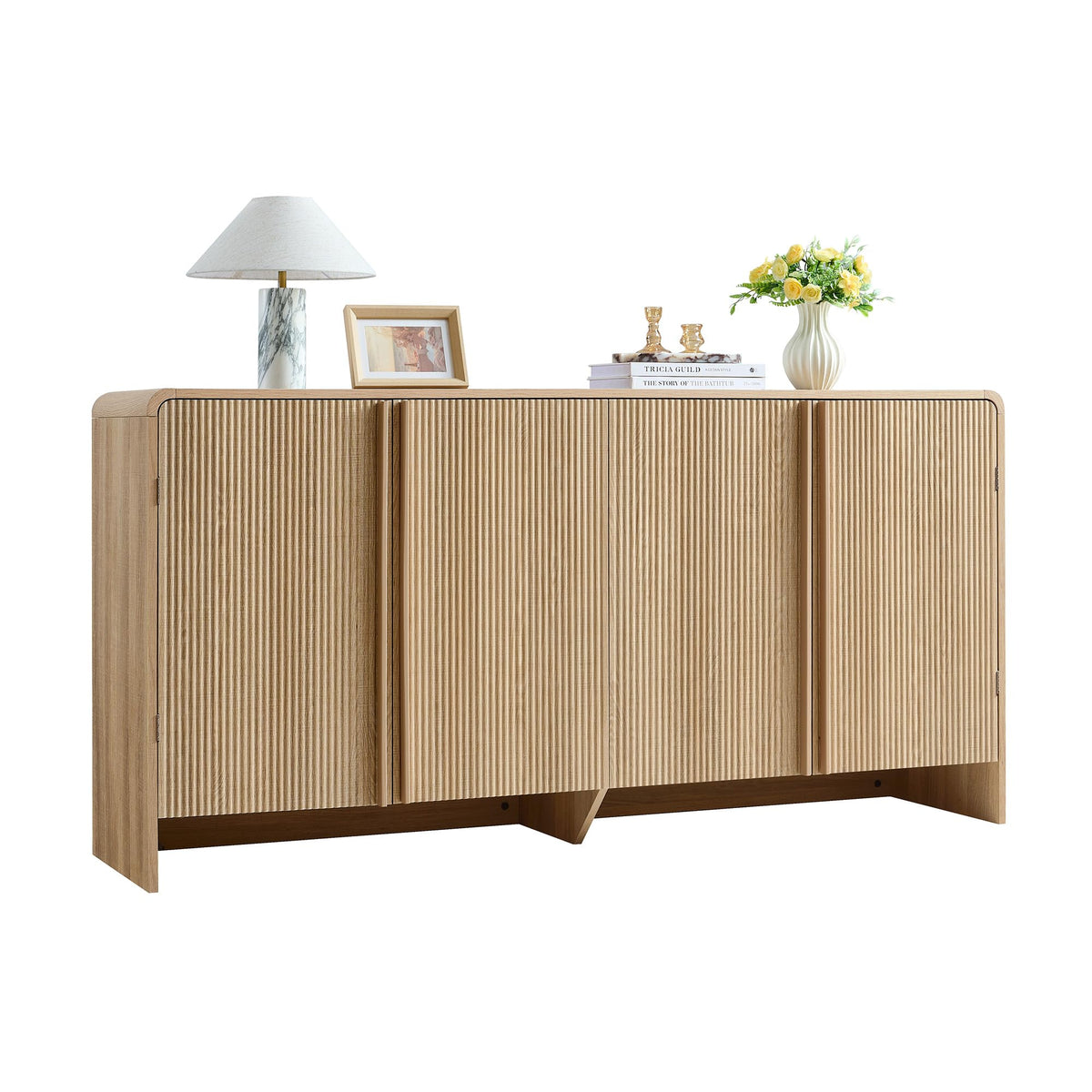 63" Modern Fluted TV Stand with Storage Y7585
