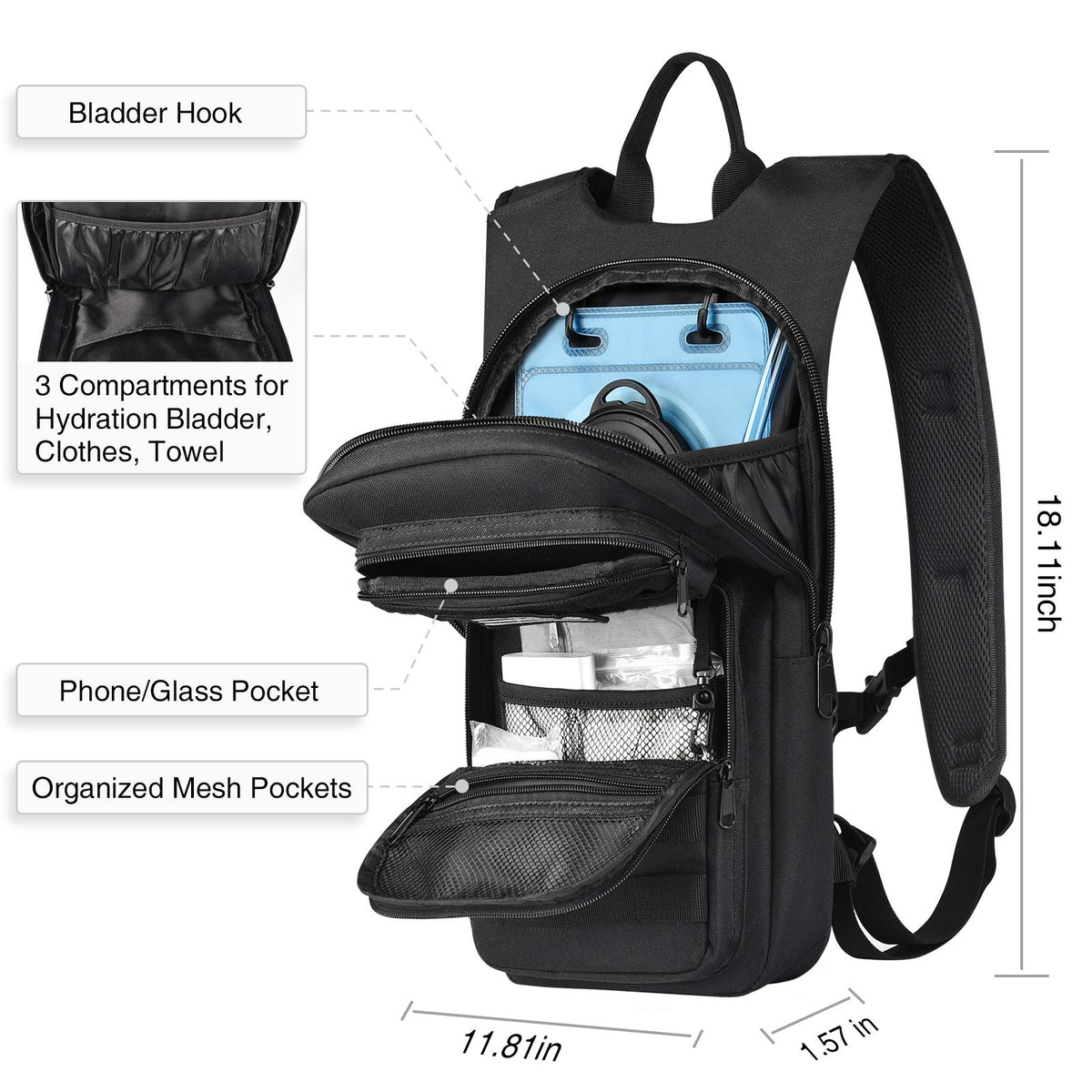 Hydration Backpack with 3L Water Bladder C6547