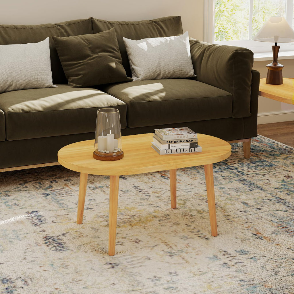 Oval Coffee Table Natural 19.7"D x 31.5"W x 16"H I54014
