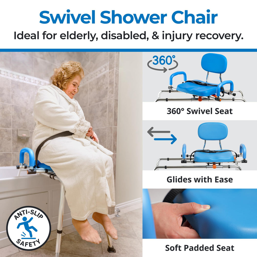 Sliding Tub Transfer Bench with Padded Seat and Backrest M2473