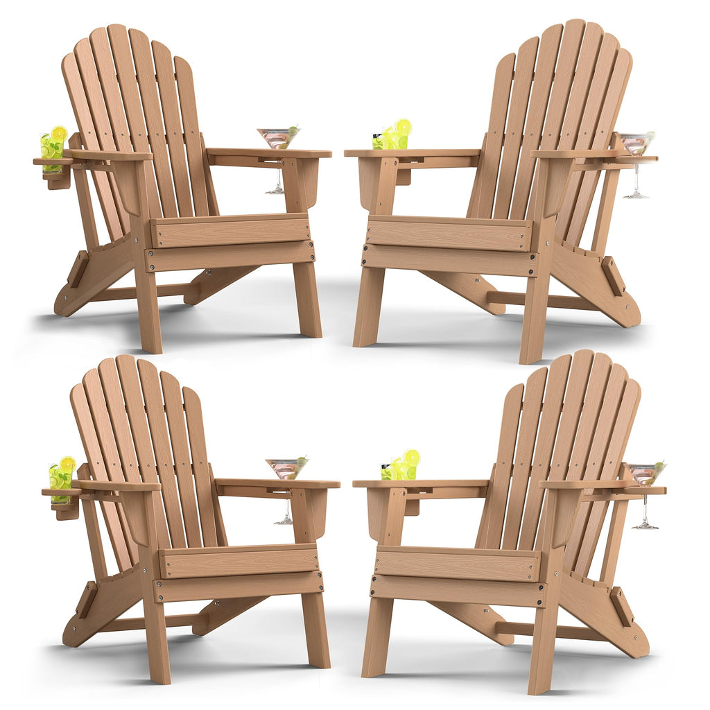 HDPE Adirondack Chair Set of 4 with Cup Holders W609180