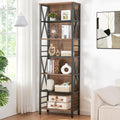 7-Tier Rustic Wood Metal Bookshelf E9129