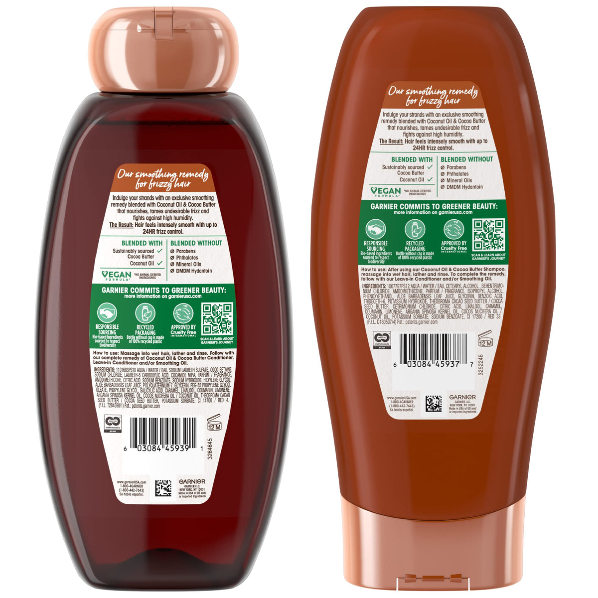 Smoothing Shampoo and Conditioner Set Coconut Oil Cocoa Butter 44 Fl Oz Y160