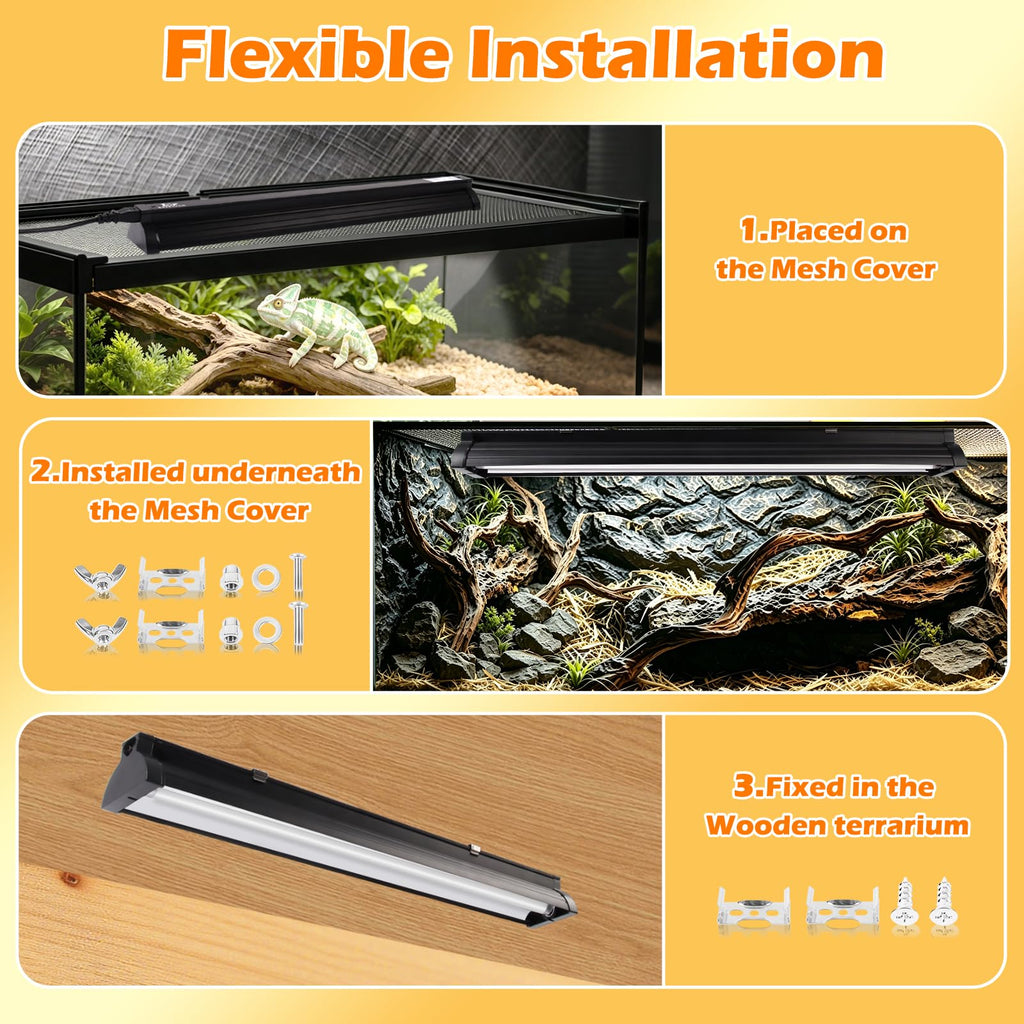 8W 10.0 UVB Reptile Light Fixture Combo Kit with Terrarium Hood X81769