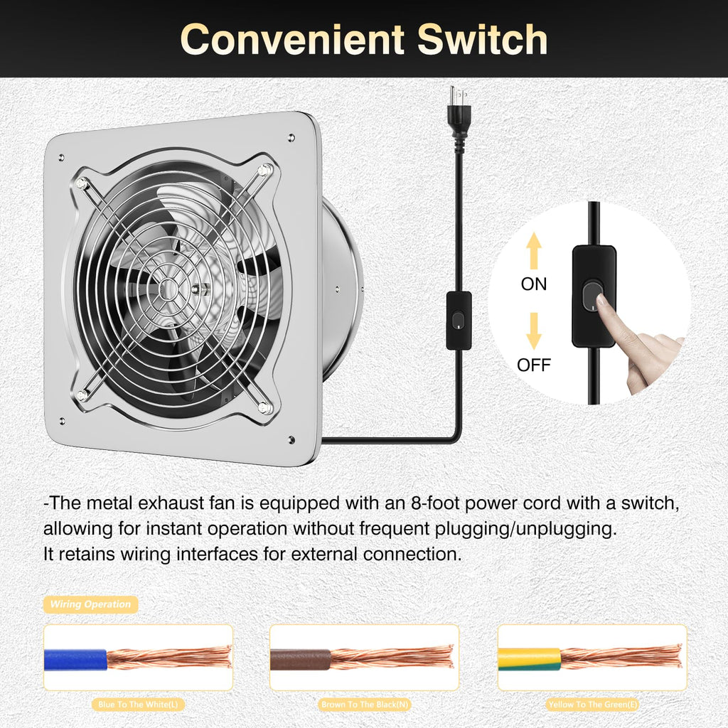 6 inch 308CFM Wall Mounted Exhaust Fan with Check Valve N4165