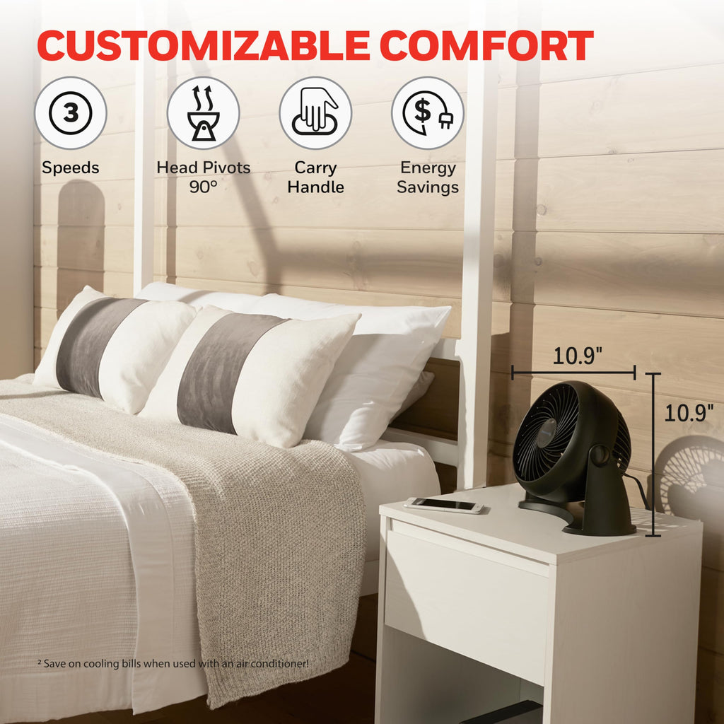 Black 3 Speed Tabletop Air Circulator Fan Y215